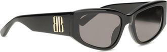 Balenciaga Womens Rectangular Af Sunglasses Black Acetate