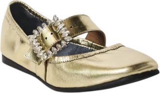 Free People Womens Ursa Gemini Ballet Flat In Champagne Metallic