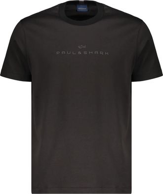 Paul & Shark Zwart T-shirt- comfort en veelzijdigheid. - Heren - T-shirts - Zwart - S - Katoen - Tops