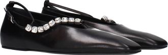 Jil Sander Womens Black Leather Ballet Flats