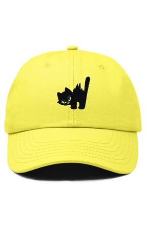Dalix Blink Black Cat Dad Cap in Yellow at Nordstrom