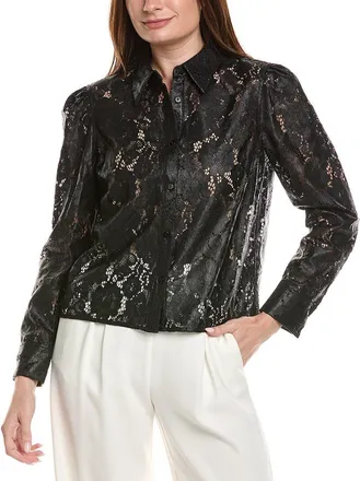 Milly Arlo Textured Lace Button Down Shirt