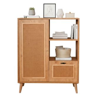Dmora Dmora - Aparador Zenara, Buf&eacute; De Sal&oacute;n, Aparador De Sal&oacute;n, Despensa De Cocina, 90x40h110 Cm, Roble, Con Embalaje Reforzado