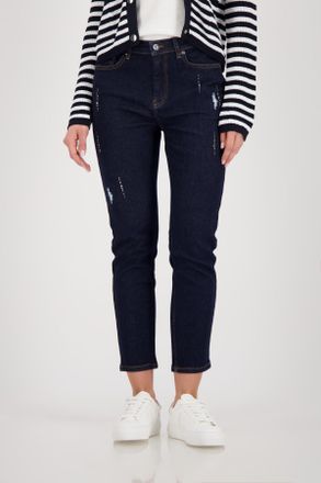 Monari 7/8-Jeans MONARI Basic, Damen, Gr. 46, N-Gr, dk denim, Web, Obermaterial: 98% Baumwolle, 2% Elasthan, unifarben, regular fit 7/8-L&auml;nge, Jeans 7/8-Jean