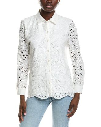 Jones New York Scalloped Eyelet Blouse