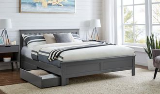 Furniturebox Azure Modern White Solid Pine King Bed + 4 Drawers in Grey | Size: Double