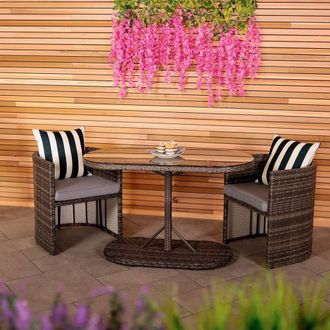 Charles Bentley St Tropez Rattan Bistro Set - Grey Compact Chat Set for Two