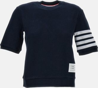 Thom Browne Navy Blue Crewneck Striped T-Shirt