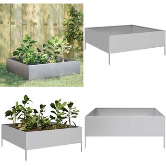 vidaXL Fioriera Rialzata da Giardino 100x100x25 cm in Acciaio Zincato - Aiuola rialzata - Aiuola in acciaio zincato