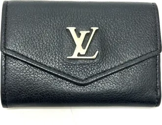 Louis Vuitton Black Leather Wallet (Tri-Fold) (Pre-Owned)