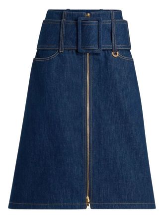 Patou Zipped Midi Belted Skirt