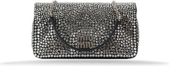 Miu Miu Schoudertas voor dames met strass - Dames - Schoudertassen - Zwart - ONE Size - Satijn - Tassen