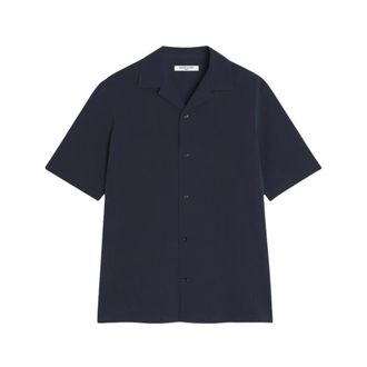 Maison Kitsun&eacute; Short Sleeve Shirts, male, Blue, Size: XL Seersucker Resort Shirt