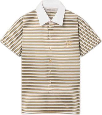 Golden Goose Journey Slim Polo - Dames - Polos - Beige - XS - Leer - Tops