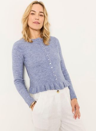 Fat Face FatFace Fearne Blue Frill Knitted Cardigan