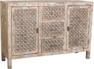 Wanderlust Deco Aparador De Madera Artesanal Gris Envejecido 135x40x90h Cm