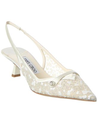 Jimmy Choo London Amita 45 Fabric & Leather Pump
