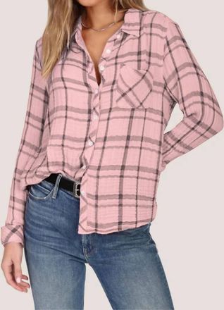 Dylan Taylor Plaid Button Front Shirt In Light Pink