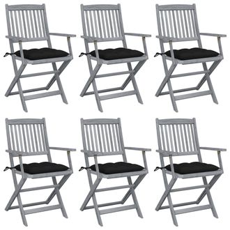 vidaXL Sillas De Jard&iacute;n Plegables 6 Uds Cojines Madera Maciza Acacia Vidaxl