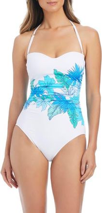 Bleu Rod Beattie Shirred Bandeau One-Piece Swimsuit in Cool at Nordstrom, Size 10