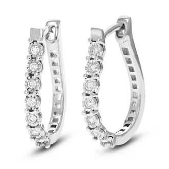 Vir Jewels 1/5 cttw Lab Grown Diamond Hoops Earrings in Sterling Silver With Clip On Backs For Women
