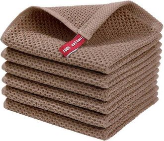 OEM Toallas De Algod&oacute;n Con Dise&ntilde;o De Panal - Toallas De Cocina Multifuncionales - Caf&eacute; - 5 Unidades