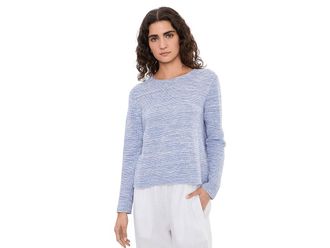 Eileen Fisher Organic Linen Cotton Slub Crew Neck Sweater Womens Sweater Haze : XS, Cotton/Linen