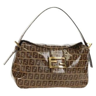 Fendi Pre-owned Shoulder Bags, female, Brown, Size: ONE SIZE Pre-owned Zucchino Canvas Hand Bag