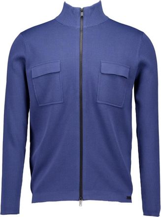 Genti Cardigan Zip LS - Heren - Vesten - Blauw - XL - Truien & Vesten