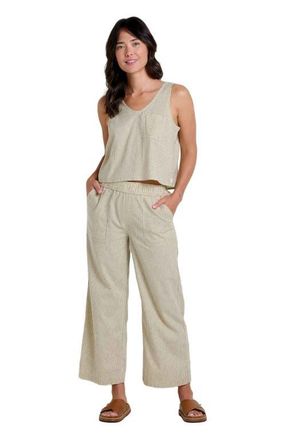 Toad & Co Womens Taj Hemp Wide Leg Pant in Barley Railroad Stripe at Nordstrom, Size X-Large