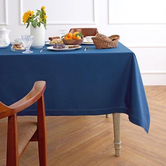 Solino Home Cotton Linen Hemstitch Tablecloth for Dining Table, Holiday and Everyday Dining Table Decor in Lapis Blue at Nordstrom, Size Xx-Small