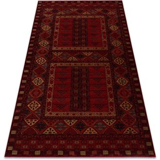 RugsX Rugsx - Alfombra De Lana Kashqai 4346 300 Oriental, Geometric Burdeos Red 67x130 Cm