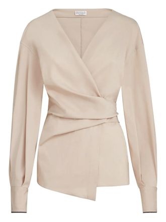Brunello Cucinelli Blouse met glimmende manchetten - Beige