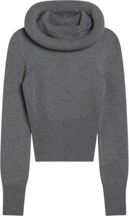 Alaia Sculpturale Hoodie Pullover - Dames - Coltruien - Grijs - S - Wol - Truien & Vesten