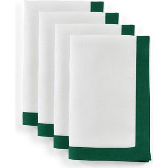 Solino Home Linen Dinner Napkins - Classic, 20 x 20 in Rainforest And White at Nordstrom, Size Large