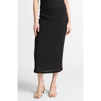 Vince Shadow Grid Midi Skirt in Black at Nordstrom, Size Xx-Small