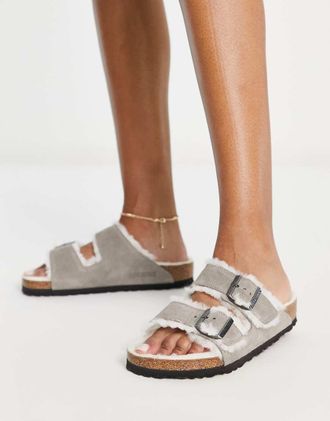 Birkenstock Arizona - Sandali in montone grigi-Grigio
