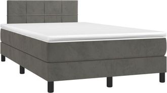 vidaXL Vidaxl - Cama Box Spring Colch&oacute;n Y Led Terciopelo Gris Oscuro 120x200 Cm