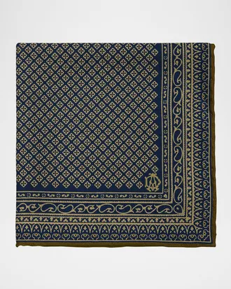 Dunhill Men & apos;s Diamond-Woven Mulberry Silk Pocket Square