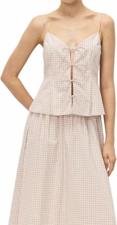 Elodie Vionnet Gingham Top In Taupe