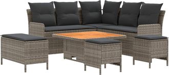 vidaXL Juegos De Muebles 7 Uds. Gris Y Gris Oscuro Rat&aacute;n Sint&eacute;tico Vidaxl