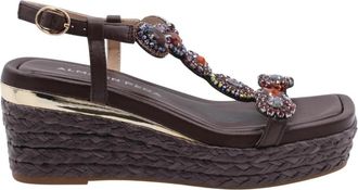 Alma En Pena Dille Wedge Sandal - Dames - Sleehakken - Bruin - 41 EU - Schoenen