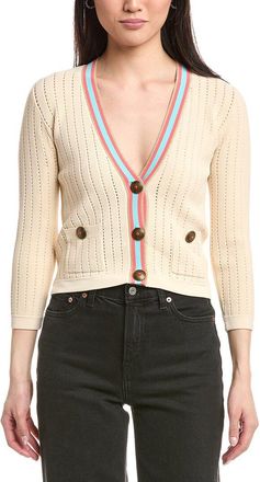 L'agence Irvin Pointelle Cropped Cardigan