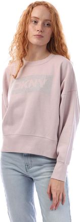 DKNY Dames DKNY Rhinestone Crosswalk Crew Sweatshirt in Licht Roze
