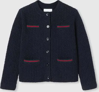 Gucci Kids - Wool Cardigan With Web, Blue, Ready-to-wear