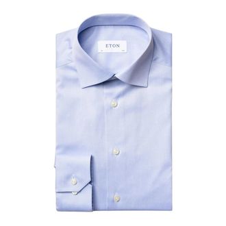 Eton Blauw Signature Twill Slim Fit Overhemd - Heren - Zakelijke Overhemden - Blauw - 4XL - Katoen - Overhemden