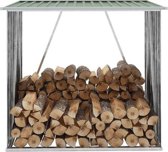 vidaXL Vidaxl - Casetilla Para Le&ntilde;a Acero Galvanizado Verde 163x83x154 Cm