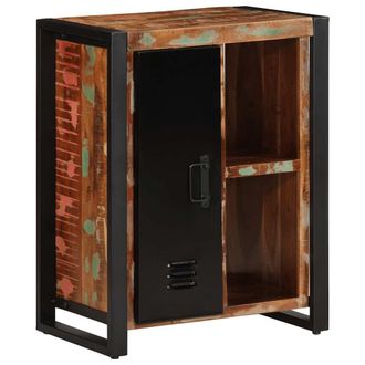 Berkfield Home Sideboard Multicolour 55x35x70 cm Solid Wood Reclaimed in Black | Size: 55 x 35 x 70 cm