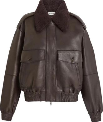 P.A.R.O.S.H. Leren Bomberjack - Dames - Bomber jackets - Bruin - M - Leer - Jassen