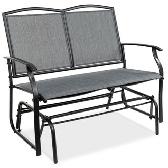Best Choice Products 2-Person Outdoor Swing Glider, Steel Patio Loveseat, Bench Rocker w/ Armrests - Platinum